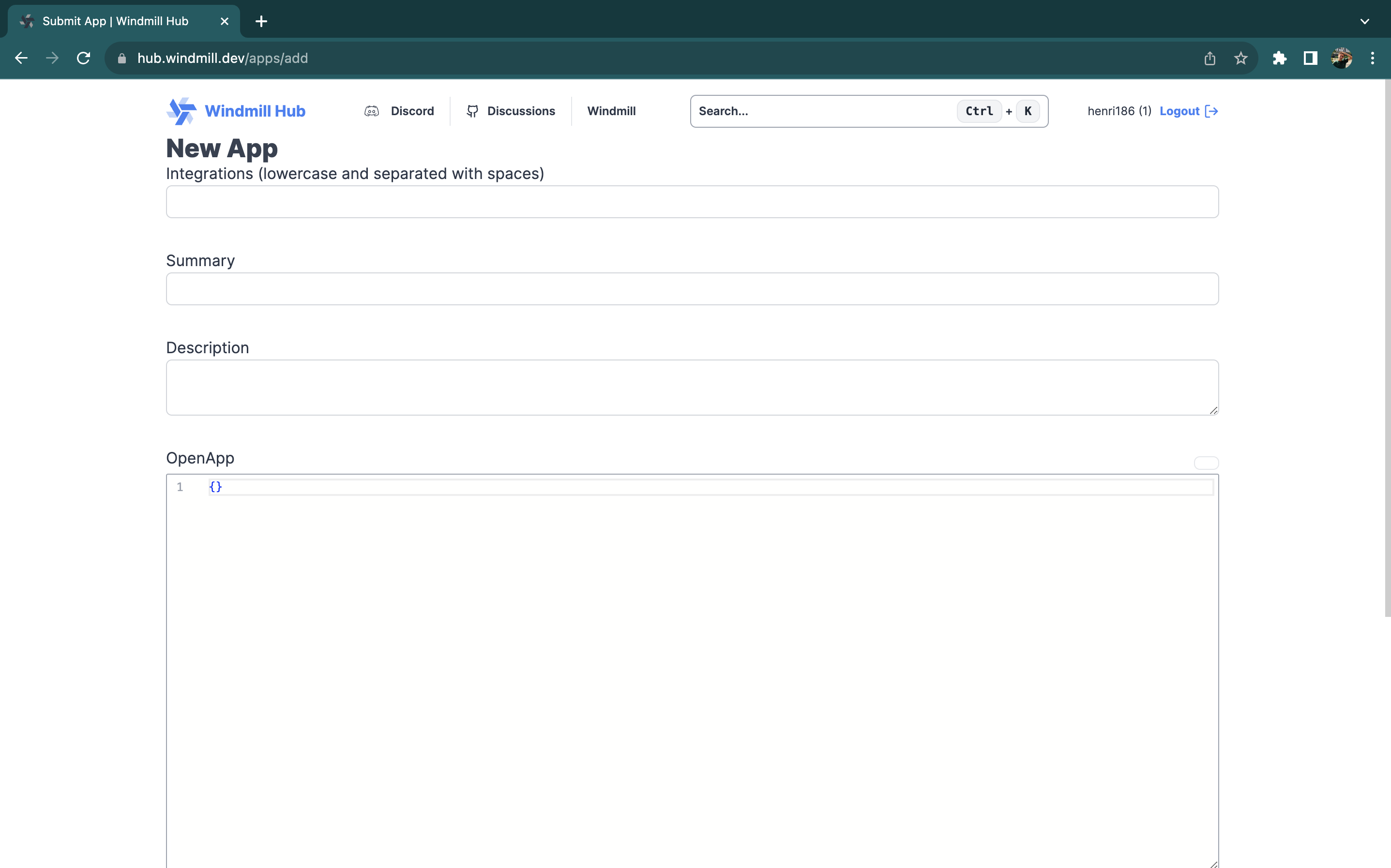 Submit App JSON to Hub Submit App JSON to Hub